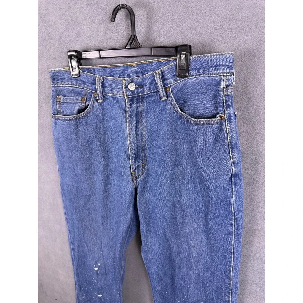 Levis Mens 550 Jeans 36x30 Blue Relaxed Fit Cool Paint Stains Medium Wash‎